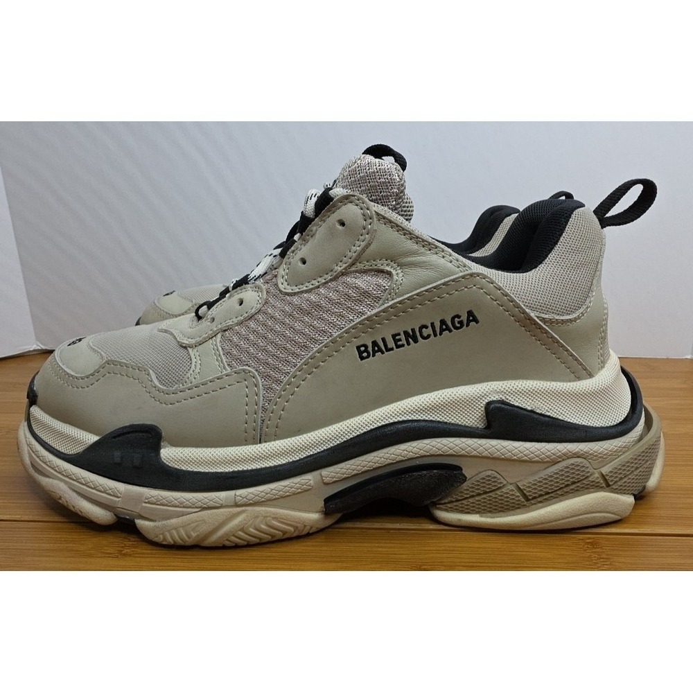 Balenciaga Triple S Sneakers Mens 43 Beige Cream Black Chunky Dad Shoes 533882 - Picture 2 of 13